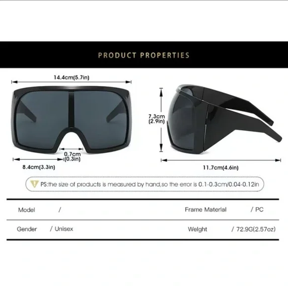 Oversized Black Shield Visor Sunglasses - Picture 9 of 9